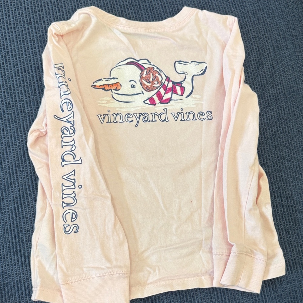 Girl’s Vineyard Vines Light Pink Long-Sleeve Whale Graphic Tee